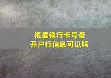 根据银行卡号查开户行信息可以吗