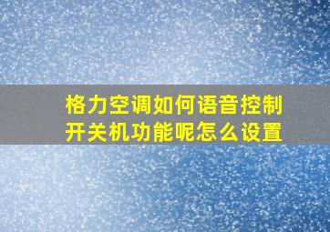 格力空调如何语音控制开关机功能呢怎么设置