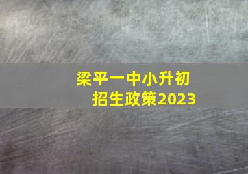 梁平一中小升初招生政策2023