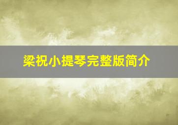 梁祝小提琴完整版简介