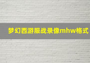 梦幻西游服战录像mhw格式