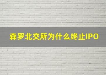 森罗北交所为什么终止IPO