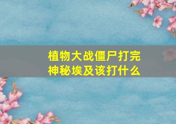 植物大战僵尸打完神秘埃及该打什么