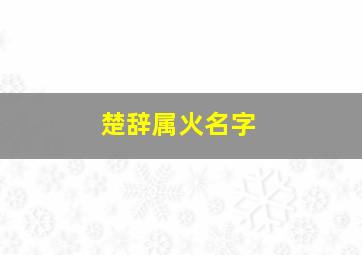 楚辞属火名字