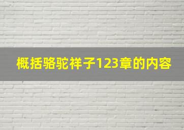 概括骆驼祥子123章的内容