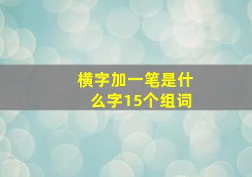 横字加一笔是什么字15个组词