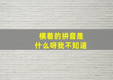 横着的拼音是什么呀我不知道