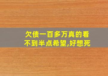 欠债一百多万真的看不到半点希望,好想死