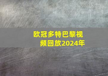 欧冠多特巴黎视频回放2024年