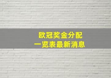 欧冠奖金分配一览表最新消息