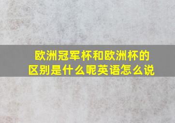 欧洲冠军杯和欧洲杯的区别是什么呢英语怎么说