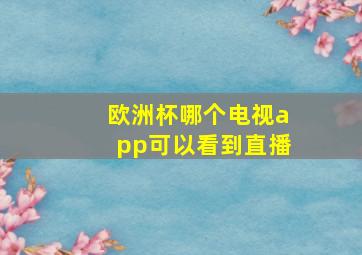 欧洲杯哪个电视app可以看到直播