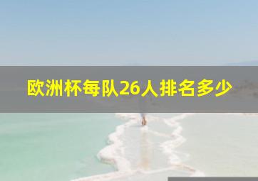 欧洲杯每队26人排名多少