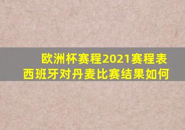 欧洲杯赛程2021赛程表西班牙对丹麦比赛结果如何