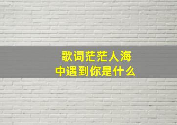 歌词茫茫人海中遇到你是什么