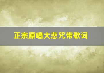 正宗原唱大悲咒带歌词