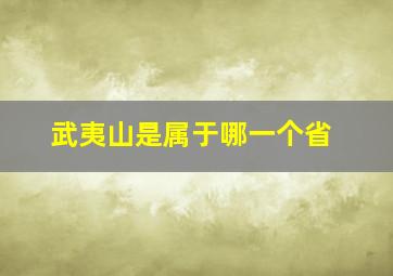 武夷山是属于哪一个省