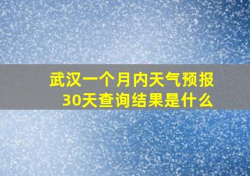 武汉一个月内天气预报30天查询结果是什么