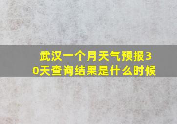 武汉一个月天气预报30天查询结果是什么时候