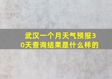 武汉一个月天气预报30天查询结果是什么样的