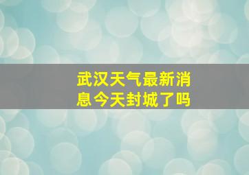 武汉天气最新消息今天封城了吗