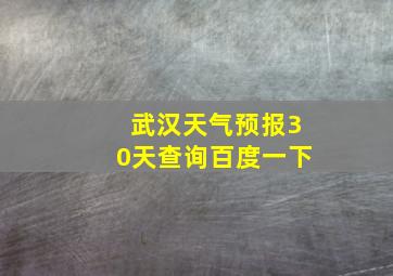 武汉天气预报30天查询百度一下