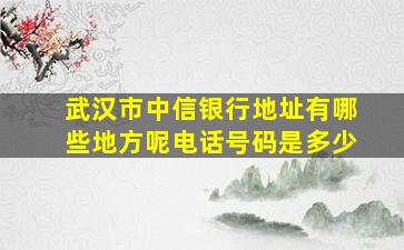 武汉市中信银行地址有哪些地方呢电话号码是多少