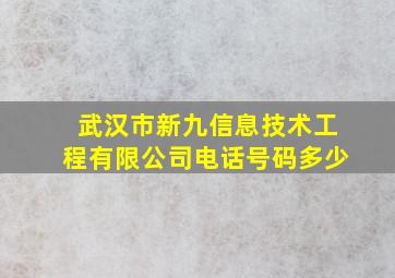 武汉市新九信息技术工程有限公司电话号码多少