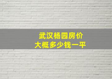 武汉杨园房价大概多少钱一平