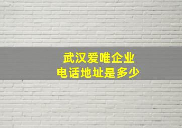 武汉爱唯企业电话地址是多少