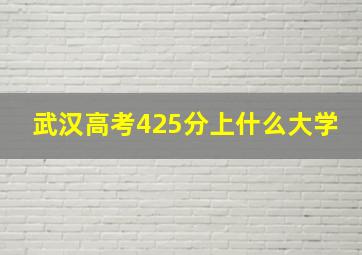 武汉高考425分上什么大学