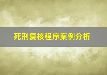 死刑复核程序案例分析