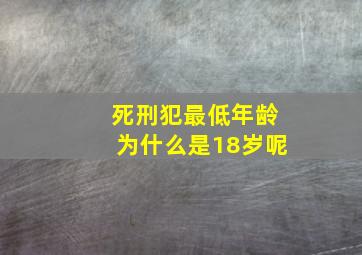 死刑犯最低年龄为什么是18岁呢