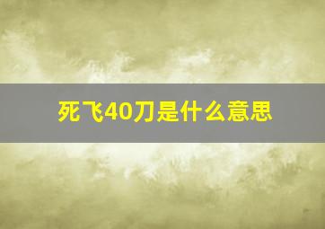 死飞40刀是什么意思