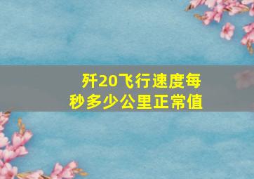 歼20飞行速度每秒多少公里正常值