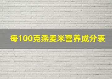 每100克燕麦米营养成分表