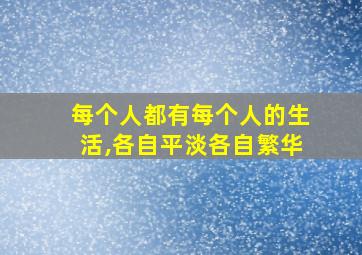 每个人都有每个人的生活,各自平淡各自繁华