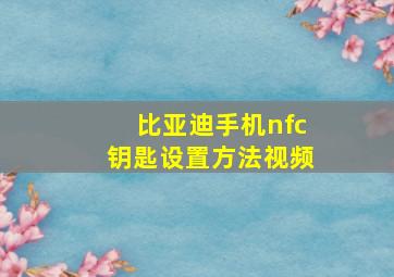 比亚迪手机nfc钥匙设置方法视频