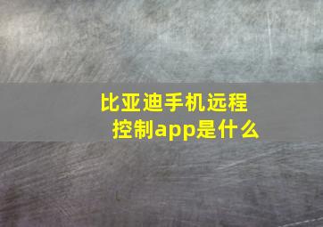 比亚迪手机远程控制app是什么