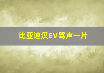 比亚迪汉EV骂声一片