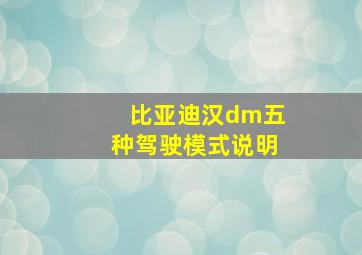 比亚迪汉dm五种驾驶模式说明