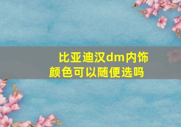 比亚迪汉dm内饰颜色可以随便选吗