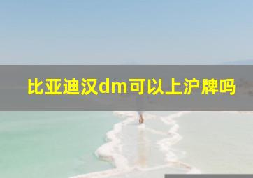 比亚迪汉dm可以上沪牌吗