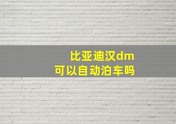 比亚迪汉dm可以自动泊车吗