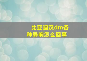 比亚迪汉dm各种异响怎么回事