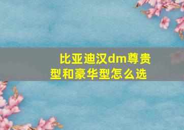 比亚迪汉dm尊贵型和豪华型怎么选