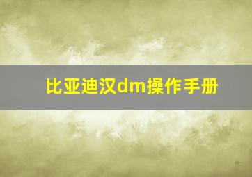 比亚迪汉dm操作手册