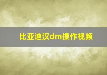 比亚迪汉dm操作视频