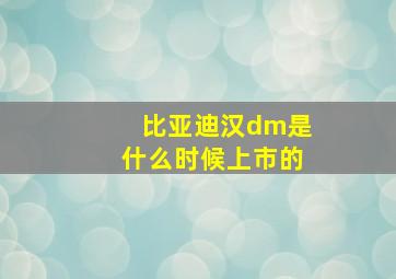 比亚迪汉dm是什么时候上市的