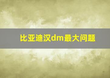 比亚迪汉dm最大问题